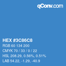 カラーコード: HEX #3C86C8 | qconv.com