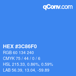Color code: HEX #3C86F0 | qconv.com