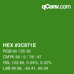 Color code: HEX #3C871E | qconv.com