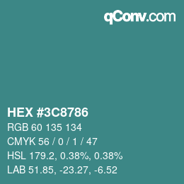 Color code: HEX #3C8786 | qconv.com