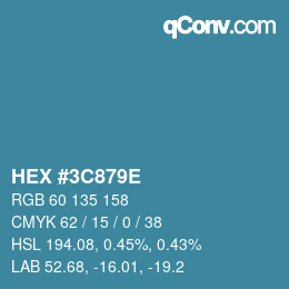 Color code: HEX #3C879E | qconv.com