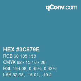 Code couleur: HEX #3C879E | qconv.com