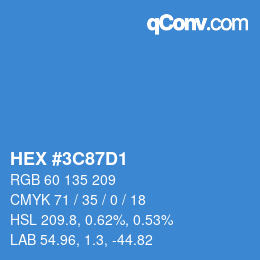 Color code: HEX #3C87D1 | qconv.com