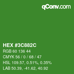 Color code: HEX #3C882C | qconv.com
