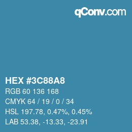 Color code: HEX #3C88A8 | qconv.com