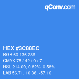 Color code: HEX #3C88EC | qconv.com