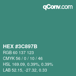 Color code: HEX #3C897B | qconv.com