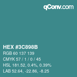 Color code: HEX #3C898B | qconv.com