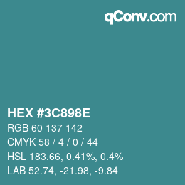 Color code: HEX #3C898E | qconv.com