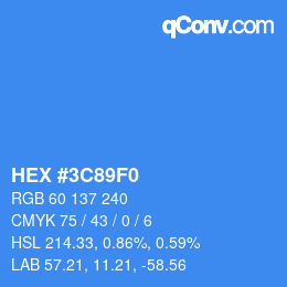 Color code: HEX #3C89F0 | qconv.com