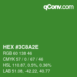 Color code: HEX #3C8A2E | qconv.com
