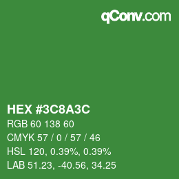 カラーコード: HEX #3C8A3C | qconv.com