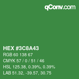 Color code: HEX #3C8A43 | qconv.com