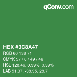 Color code: HEX #3C8A47 | qconv.com