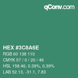 Color code: HEX #3C8A6E | qconv.com