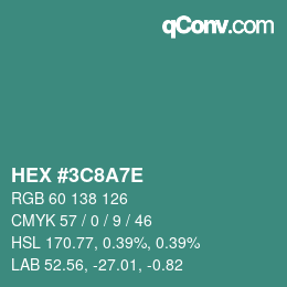 Color code: HEX #3C8A7E | qconv.com