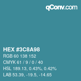 Color code: HEX #3C8A98 | qconv.com