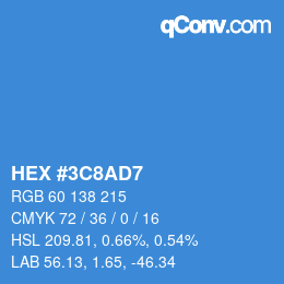 Color code: HEX #3C8AD7 | qconv.com