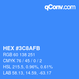 カラーコード: HEX #3C8AFB | qconv.com