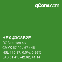 Color code: HEX #3C8B2E | qconv.com