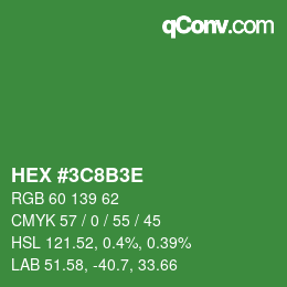 カラーコード: HEX #3C8B3E | qconv.com
