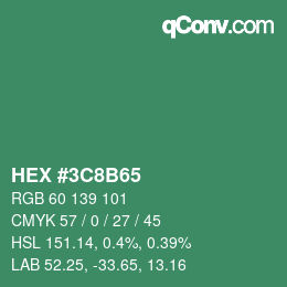 颜色代码: HEX #3C8B65 | qconv.com