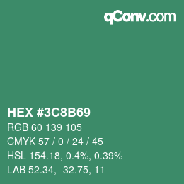 Color code: HEX #3C8B69 | qconv.com