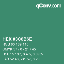 Color code: HEX #3C8B6E | qconv.com