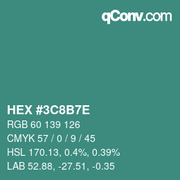 Color code: HEX #3C8B7E | qconv.com