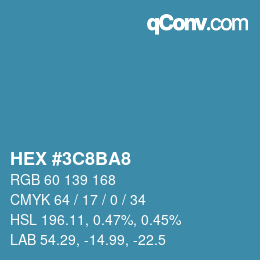 カラーコード: HEX #3C8BA8 | qconv.com