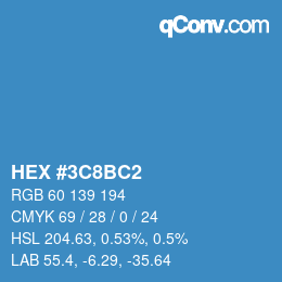 カラーコード: HEX #3C8BC2 | qconv.com