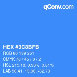 カラーコード: HEX #3C8BFB | qconv.com