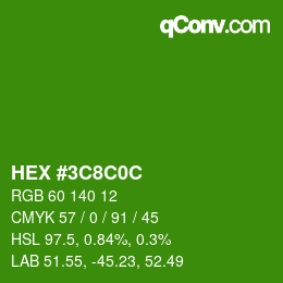 Farbcode: HEX #3C8C0C | qconv.com