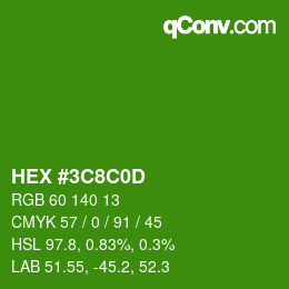 颜色代码: HEX #3C8C0D | qconv.com