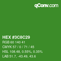 カラーコード: HEX #3C8C29 | qconv.com