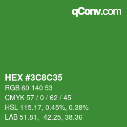 Color code: HEX #3C8C35 | qconv.com