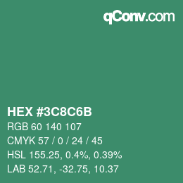 颜色代码: HEX #3C8C6B | qconv.com