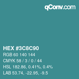 Color code: HEX #3C8C90 | qconv.com