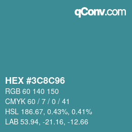 Color code: HEX #3C8C96 | qconv.com