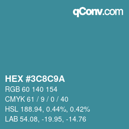 Color code: HEX #3C8C9A | qconv.com