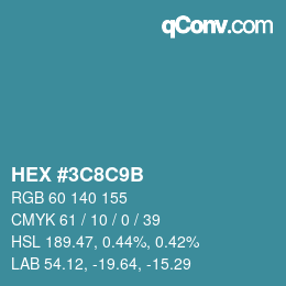 Color code: HEX #3C8C9B | qconv.com