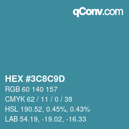 Color code: HEX #3C8C9D | qconv.com