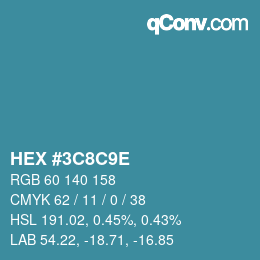 Color code: HEX #3C8C9E | qconv.com