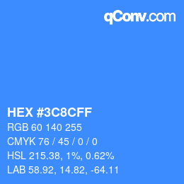 Farbcode: HEX #3C8CFF | qconv.com