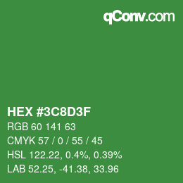Color code: HEX #3C8D3F | qconv.com