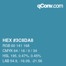 カラーコード: HEX #3C8DA8 | qconv.com