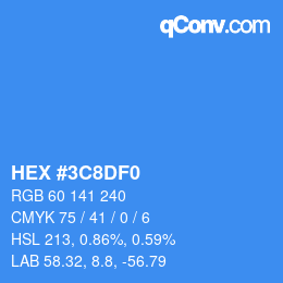 カラーコード: HEX #3C8DF0 | qconv.com