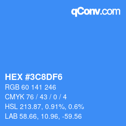 カラーコード: HEX #3C8DF6 | qconv.com