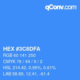 カラーコード: HEX #3C8DFA | qconv.com