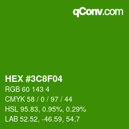 カラーコード: HEX #3C8F04 | qconv.com